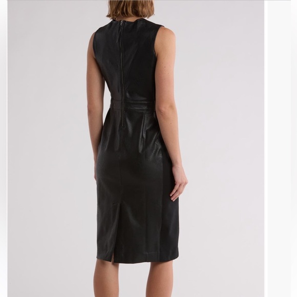 Spanx Mixed Media Faux Leather Sheath Dress NWT Size Medium - Picture 2 of 6